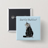 Silver Tabby Vaderdag Vierkante Button 5,1 Cm (Voorkant /achterkant)