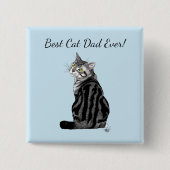 Silver Tabby Vaderdag Vierkante Button 5,1 Cm (Voorkant)