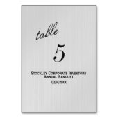 Silver Table Number Kaart (Achterkant)