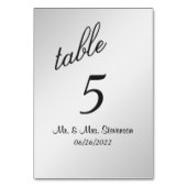 Silver Table Number Kaart (Voorkant)