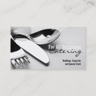 Silver Table Setting Catering Food Visitekaartje