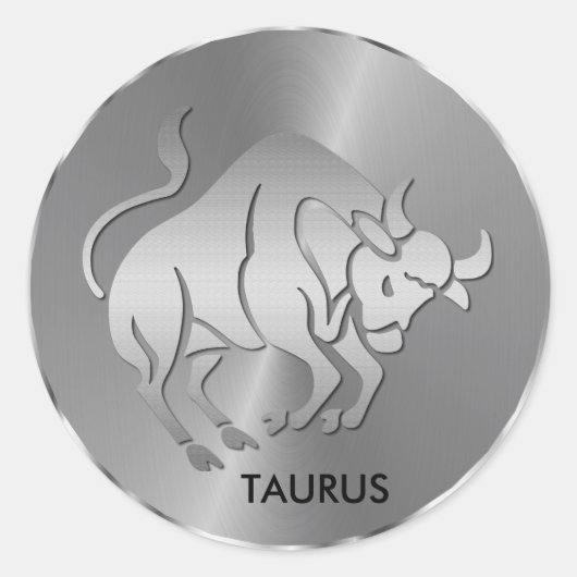Silver Taurus ♉ de Bull - Zodiac Horoscope Ronde Sticker (Voorkant)