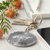 Silver Taurus ♉ de Bull - Zodiac Horoscope Sleutelhanger (Zijkant)