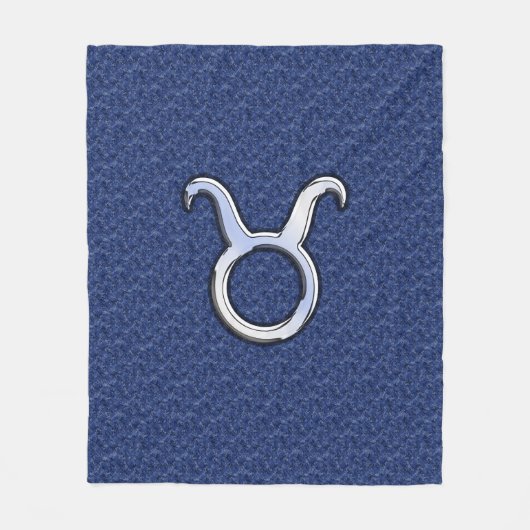 Silver Taurus Zodiac Sign Navy Blue Digital Camo Fleece Deken (Voorkant)