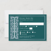 Silver Teal Medieval Sword Wedding RSVP Kaartje (Voorkant)