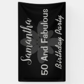 Silver Text Cinquante Et Fabuleuse Bannière Annive (Vertical)