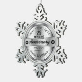 Silver & Text Design 25e bruiloft Jubileum Tin Sneeuwvlok Ornament (Rechts)