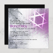 SILVER TEXTURE STAR Bar Bat Mitzvah Uitnodiging (Voorkant / Achterkant)