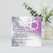 SILVER TEXTURE STAR Bar Bat Mitzvah Uitnodiging (Staand voorkant)