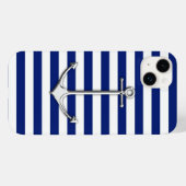 Silver Thin Anchor op Nautical Stripes Case-Mate iPhone Case (Achterkant (horizontaal))