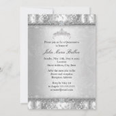 Silver Tiara & Floral Photo Quinceanera Invitation (Dos)