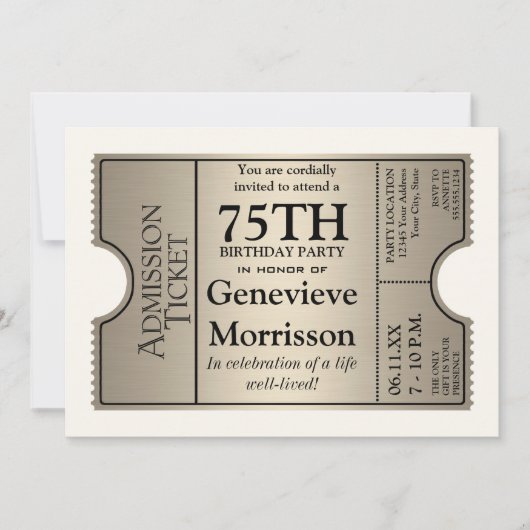 Silver Ticket Style 75e anniversaire Invitation de (Devant)