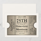 Silver Ticket Style 75e anniversaire Invitation de (Devant / Derrière)