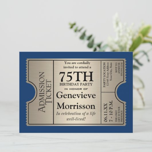 Silver Ticket Style 75e anniversaire Invitation de (Debout devant)