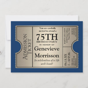 Silver Ticket Style 75e anniversaire Invitation de