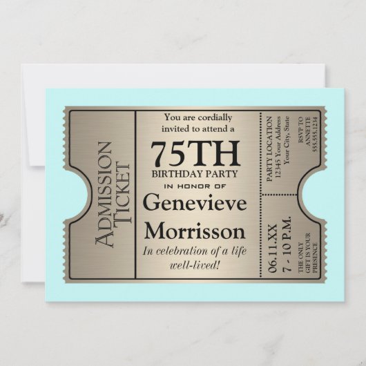 Silver Ticket Style 75e anniversaire Invitation de (Devant)