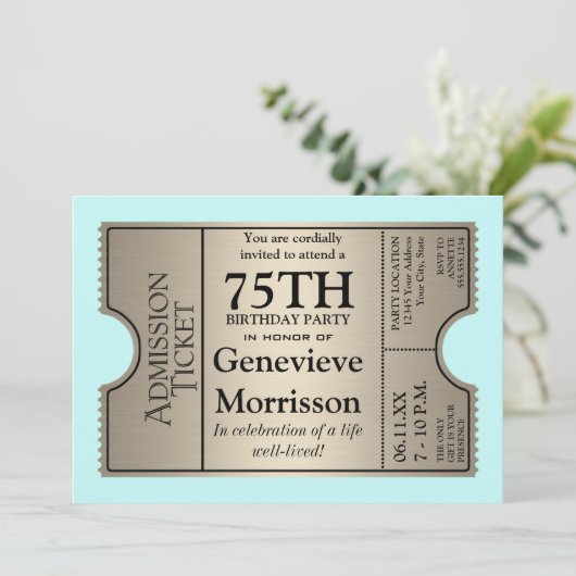 Silver Ticket Style 75e anniversaire Invitation de (Debout devant)