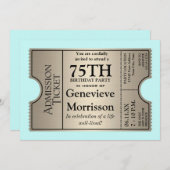 Silver Ticket Style 75e anniversaire Invitation de (Devant / Derrière)