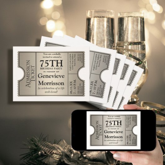 Silver Ticket Style 75e anniversaire Invitation de