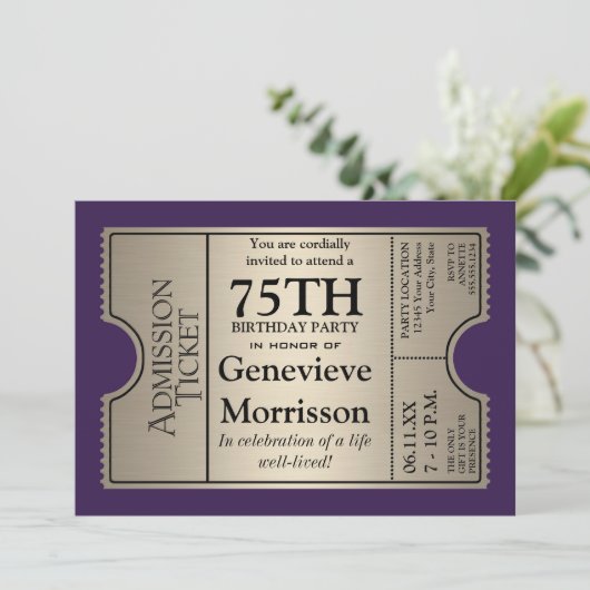 Silver Ticket Style 75e anniversaire Invitation de (Debout devant)