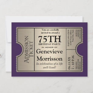 Silver Ticket Style 75e anniversaire Invitation de