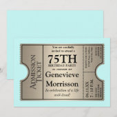 Silver Ticket Style 75e anniversaire Invitation de (Devant / Derrière)