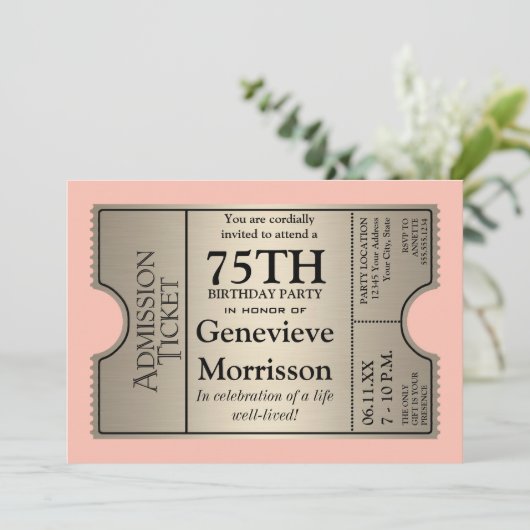 Silver Ticket Style 75e anniversaire Invitation de (Debout devant)
