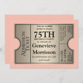 Silver Ticket Style 75e anniversaire Invitation de (Devant / Derrière)