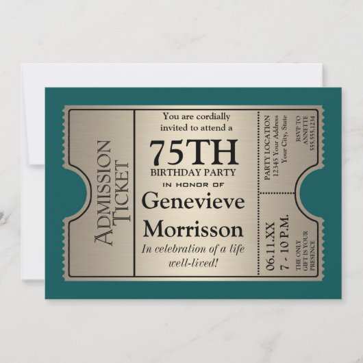 Silver Ticket Style 75e anniversaire Invitation de (Devant)