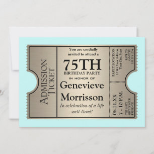 Silver Ticket Style 75th Birthday Party nodigt uit Kaart