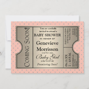 Silver Ticket Style Nieuwe Baby Shower Party Uitno Kaart