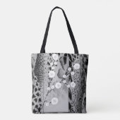 Silver Tiger Print Floral gepersonaliseerd Draagtas (Achterkant)