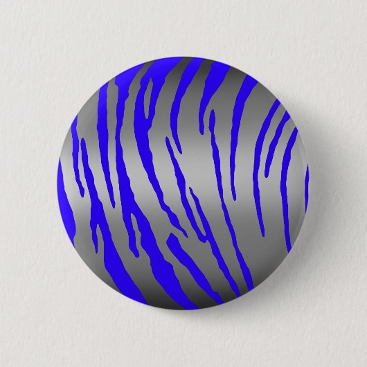 Silver Tiger Stripes Blue Ronde Button 5,7 Cm (Voorkant)