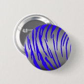 Silver Tiger Stripes Blue Ronde Button 5,7 Cm (Voorkant /achterkant)