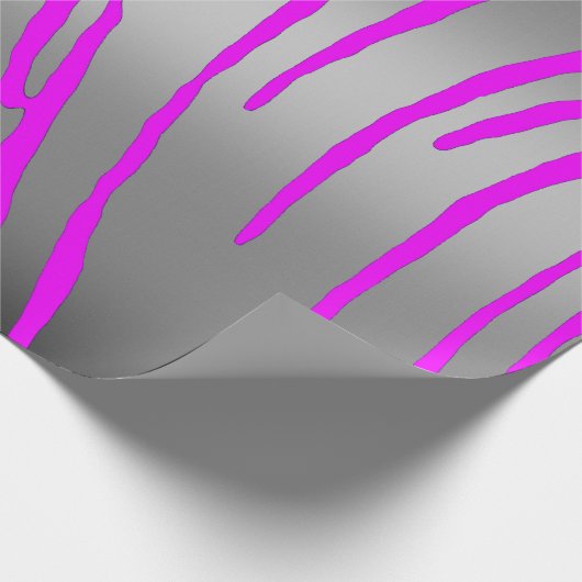 Silver Tiger Stripes roze Cadeaupapier (Hoek)