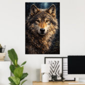 Silver Timber | Wolf Wildlife Art | Poster (Bureau à domicile)