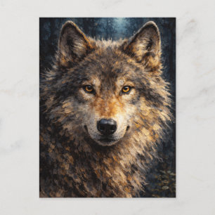 Silver Timber Wolf Wildlife Art Postkaart