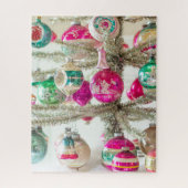 Silver Tinsel Tree met Shiny Brite Ornaments Legpuzzel (Verticaal)
