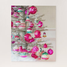 Silver Tinsel Tree met Vintage-kerstversiering