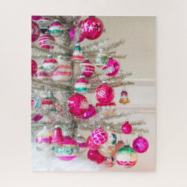 Silver Tinsel Tree met Vintage-kerstversiering Legpuzzel