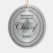 Silver Tone Class of 2023 Star Photo Afstuderen Keramisch Ornament (Links)