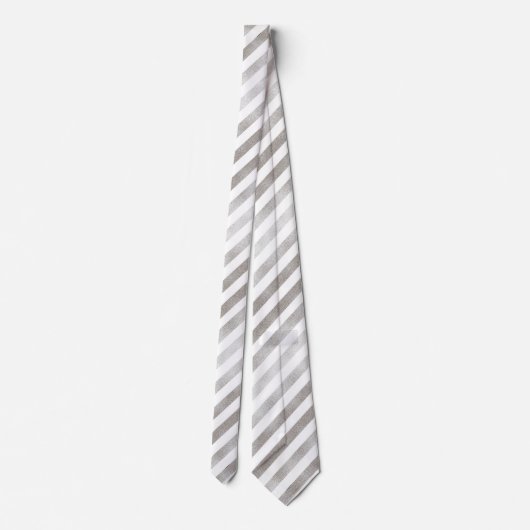 Silver Tone en White Striped Pattern Stropdas (Achterkant)