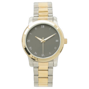 Silver Tone Roman Numerals Green Face Wristwatch Horloge