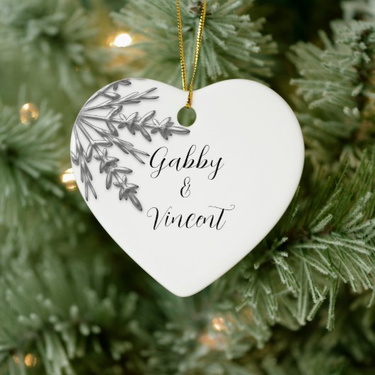 Silver Tone Snowflake Winter Wedding Keramisch Ornament (Boom)