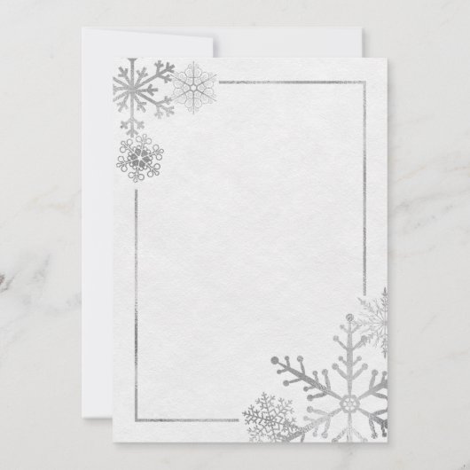 Silver Tone Snowflakes Invitation hiver de vacance (Dos)