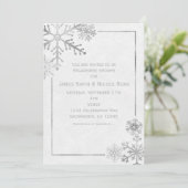 Silver Tone Snowflakes Vakantie Winter Uitnodiging (Staand voorkant)