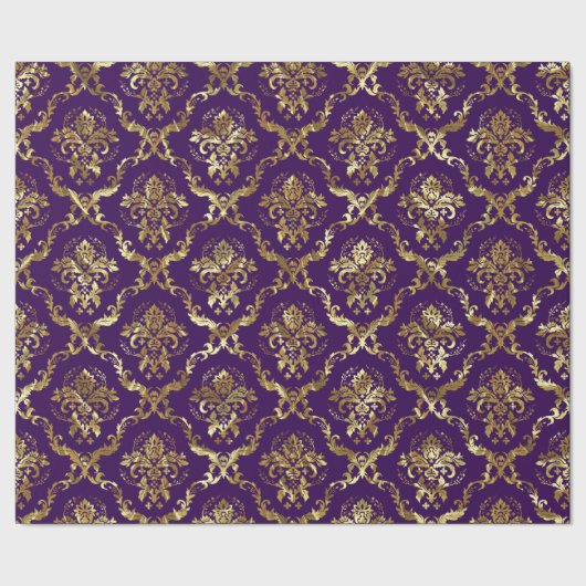 Silver Tones Floral Pattern Purple Background Cadeaupapier (Zoom)