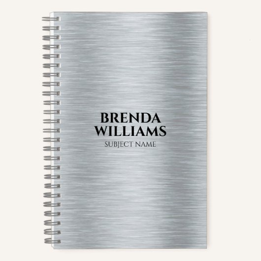 Silver tones metallisch geborsteld aluminium textu notitieboek (Voorkant)