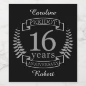 Silver Traditional bruiloft 16 jaar Wijn Etiket (Enkel label)