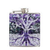 Silver Tree of Life Yggdrasil op Amethyst Geode Heupfles (Voorkant)